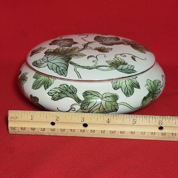 Andrea by Sadek Ivy Porcelain Trinket Dish with Lid Dresser Vanity Jewelry Holde - Picture 11 of 12